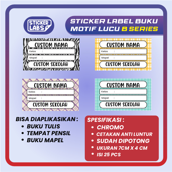 Jual 25 Pcs Stiker Buku Sekolah Mata Pelajara Motif Lucu Sticker Buku