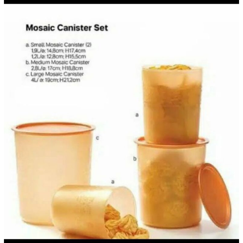 Jual Tupperware toples/mosaic canister gold/toples kue/wadah kerupuk Shopee Indonesia
