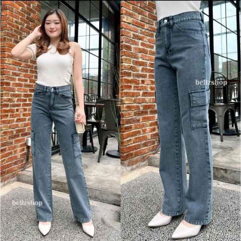 Jual CELANA CARGO JEANS WANITA PREMIUM/CELANA CARGO JEANS | Shopee ...