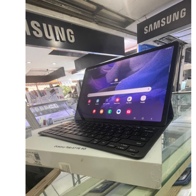 Jual samsung tab s7 fe 5G + keyboard original second bekas pakai mulus