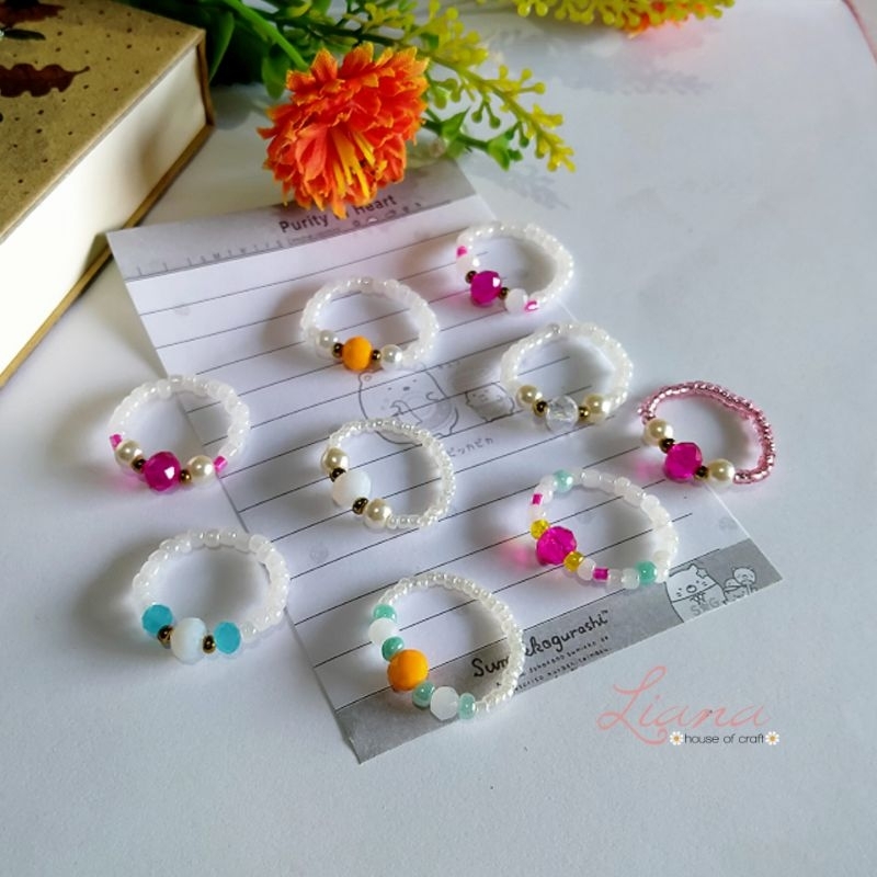 Jual Lala Ring Cincin Manik Warna warni Aesthetic | Shopee Indonesia