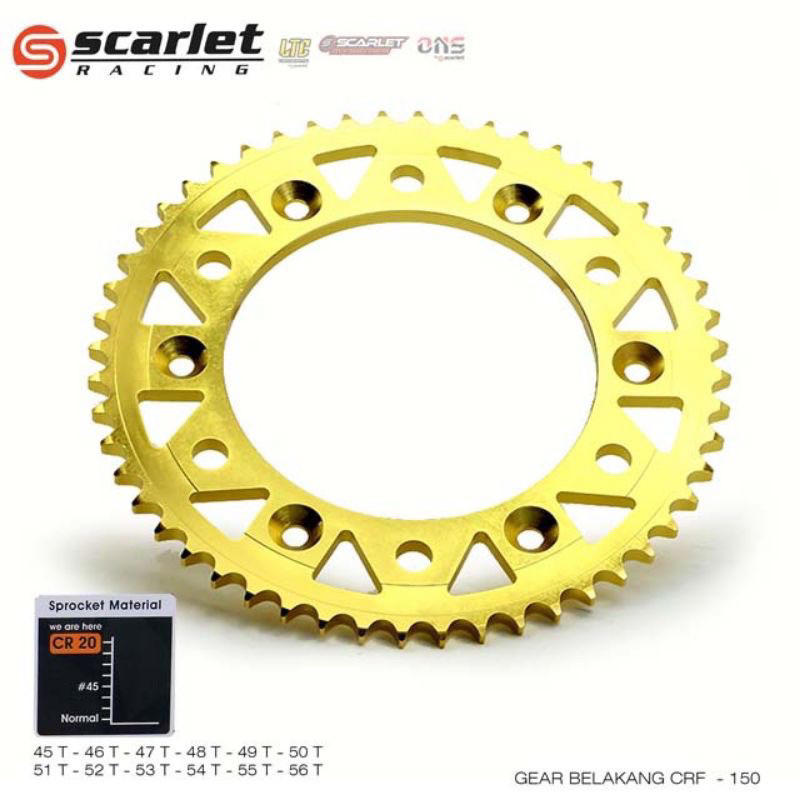 Jual SCARLET RACING Gear Belakang Gigi Tarik Gir Honda CRF Gir Gold