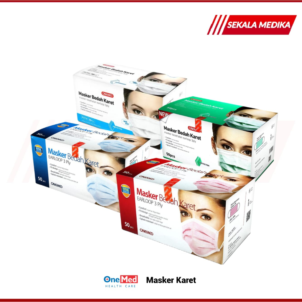 Jual Masker Karet Onemed Medis 3 Ply Masker Earloop Isi 50 Pcs | Shopee ...