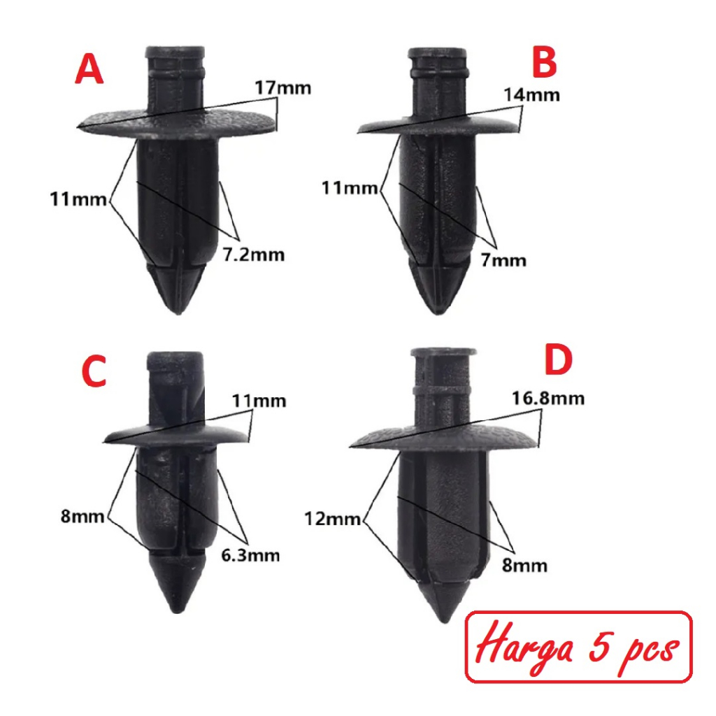Jual Klip Rivet/Cengkeh/Kancing Mobil Tekan Universal 6mm 7mm 8mm ...