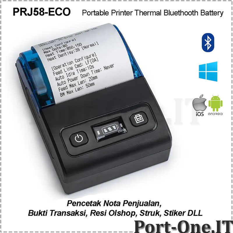 Jual Printer Thermal Bluethoot Baterai Portabel PRJ 58mm Mitra PPOB