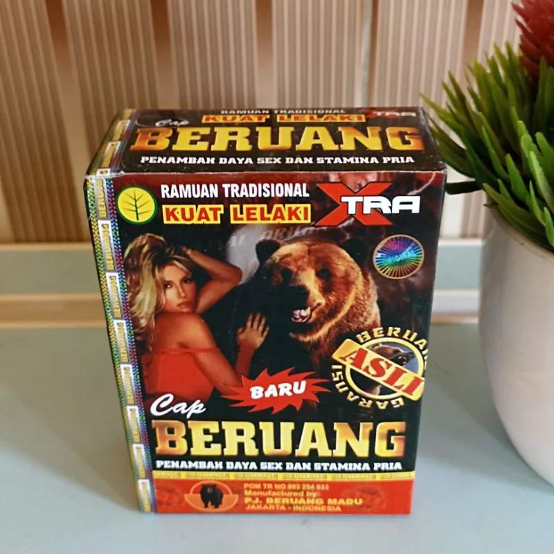 Jual Jamu Kuat Cap Beruang Hitam 1 Box Isi 10 Sachet Penambah Daya