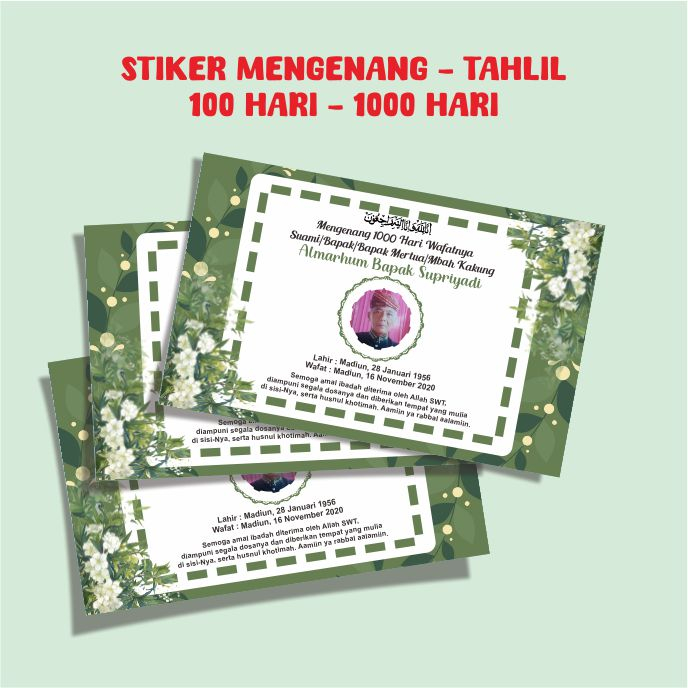 Jual Stiker Tahlil Mengenang 100 Hari 1000 Hari Custom Shopee Indonesia