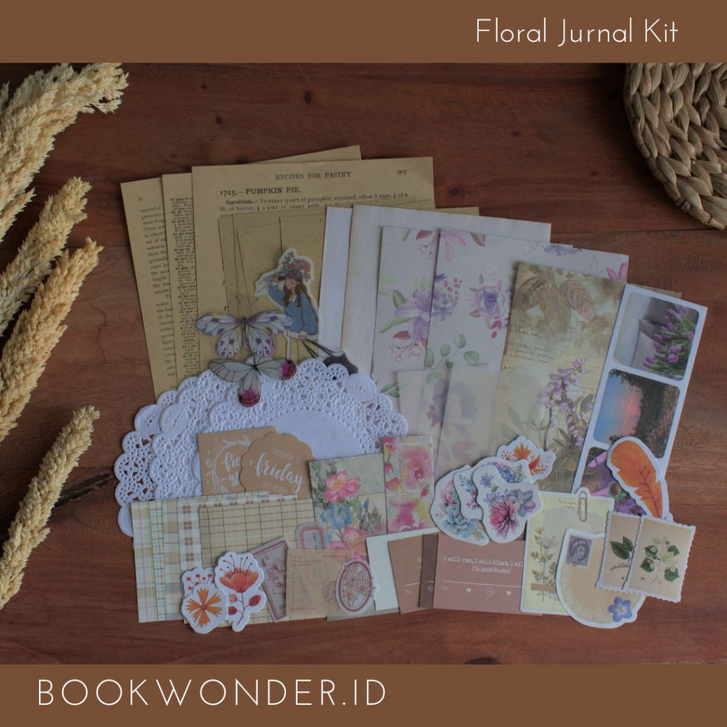 Jual Journal Kit Journaling Kit 50 Pcs Tema Vintage Floral untuk ...
