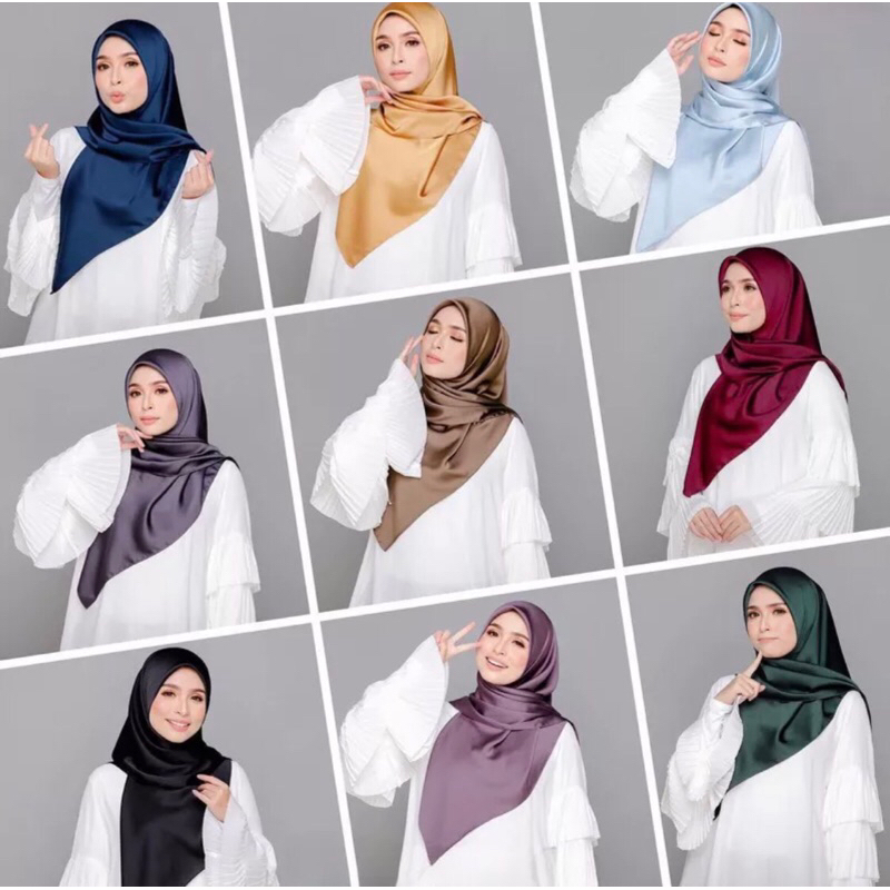 Jual Hijab Satin Segiempat Paket Usaha Isi 10 Pcs Hijab Wisuda Hijab ...