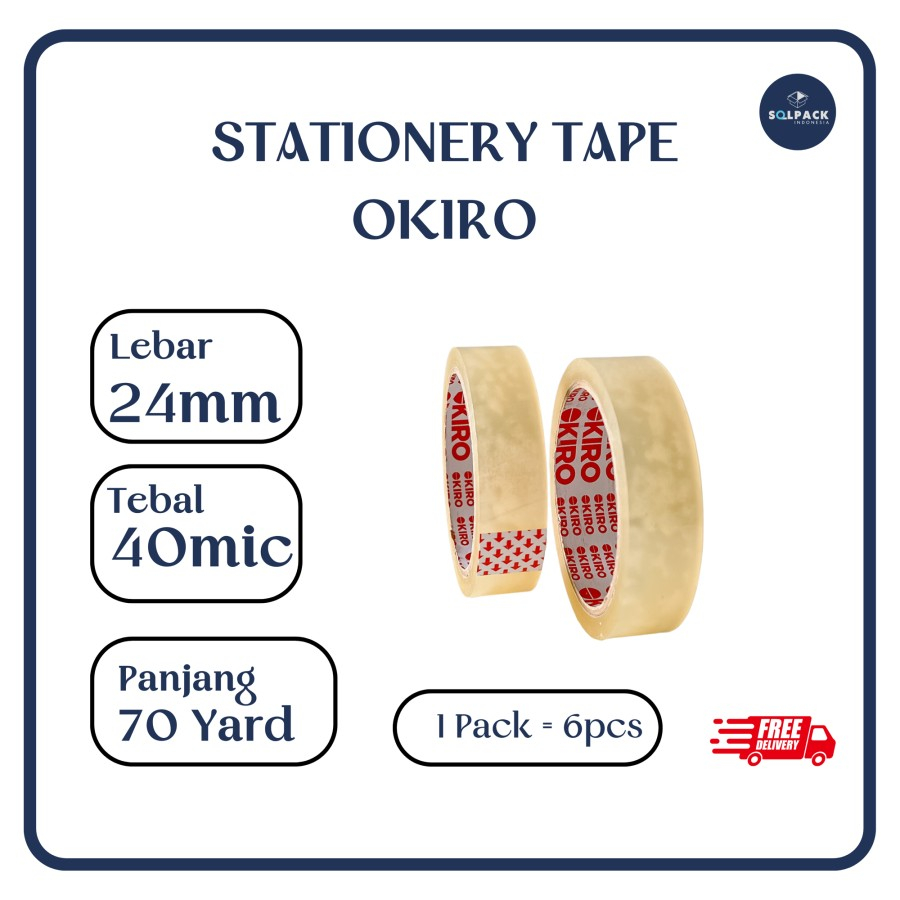 Jual Selotip / Isolasi Okiro 70 Yard x 40mic - 12mm & 24mm | Shopee ...