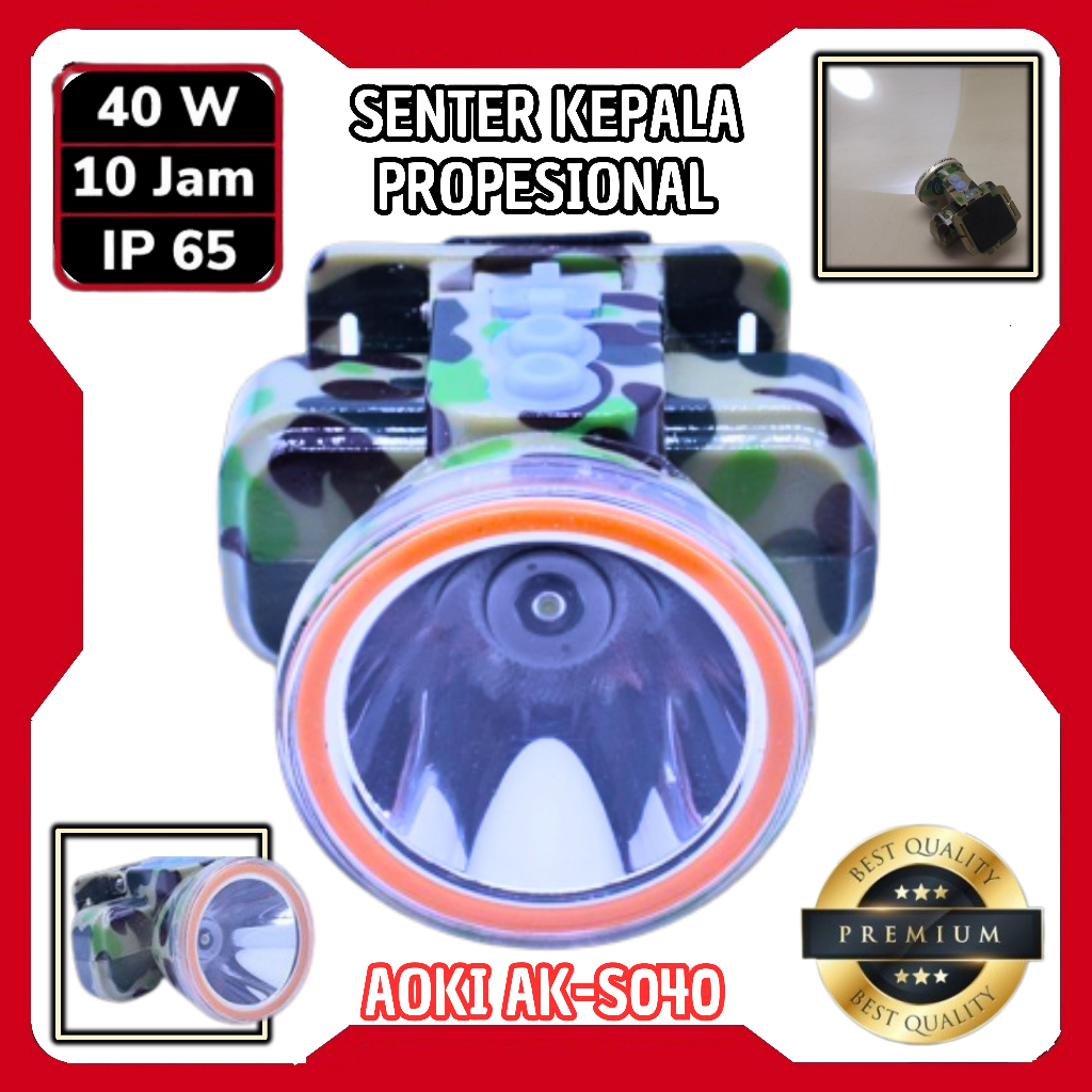 Jual Senter Kepala / Headlamp AOKI AK-S040 40 WATT - TAHAN HINGGA 10 ...