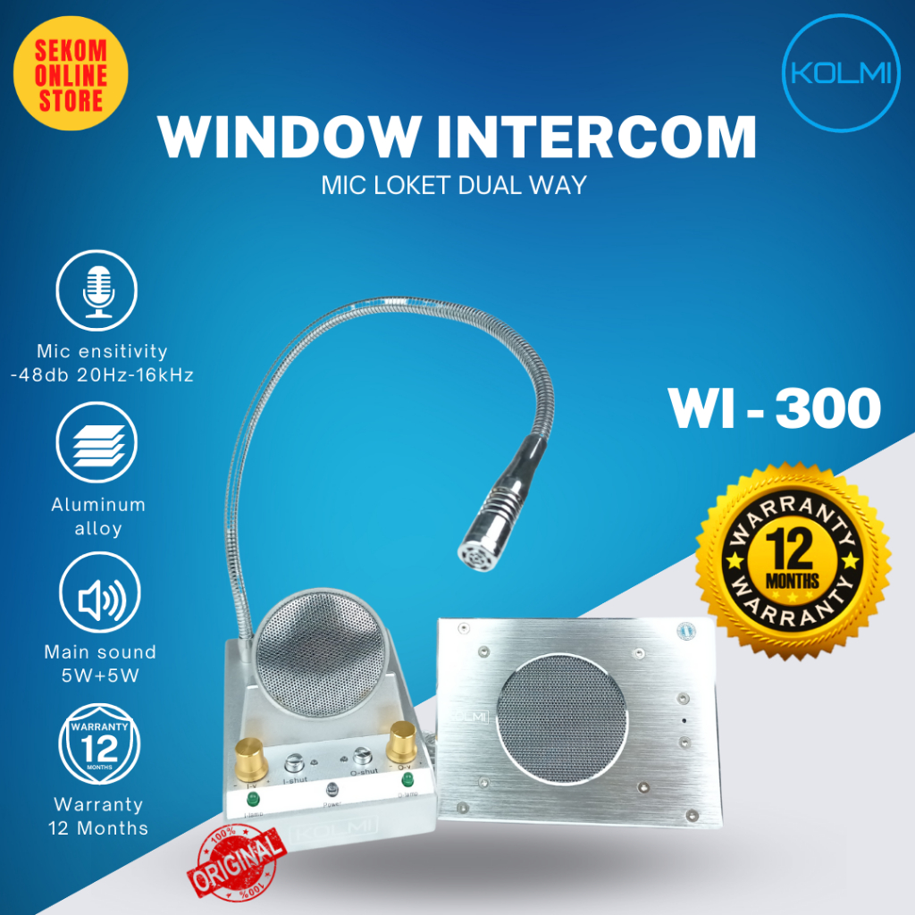 Jual KOLMI Dual Way Window Counter Intercom - Mic Loket Kasir 2 Arah WI ...
