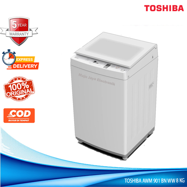 Mesin Cuci 1 Tabung TOSHIBA AWK 901 WW Tempered Glass Door, Soft Door Full Otamatis 8 KG
