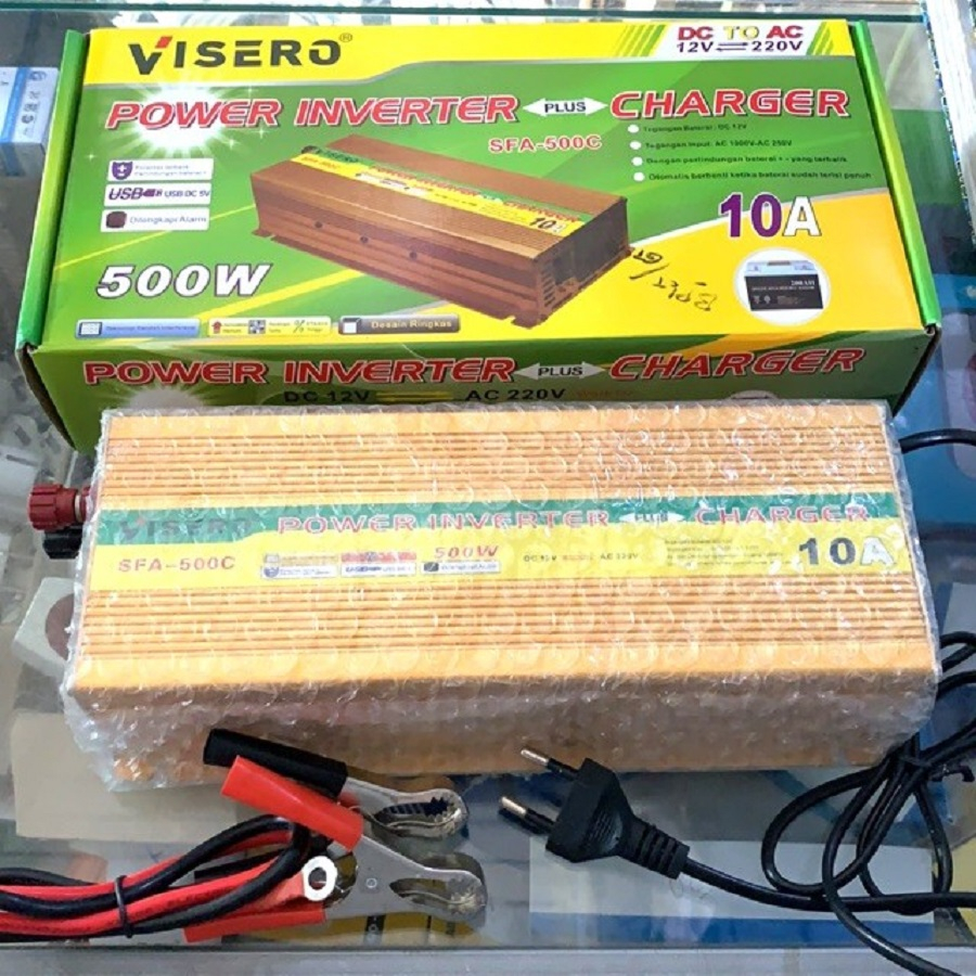 Jual Power Inverter 500W + Cas Aki 10A 12V 2in1 Charge Baterai Aki