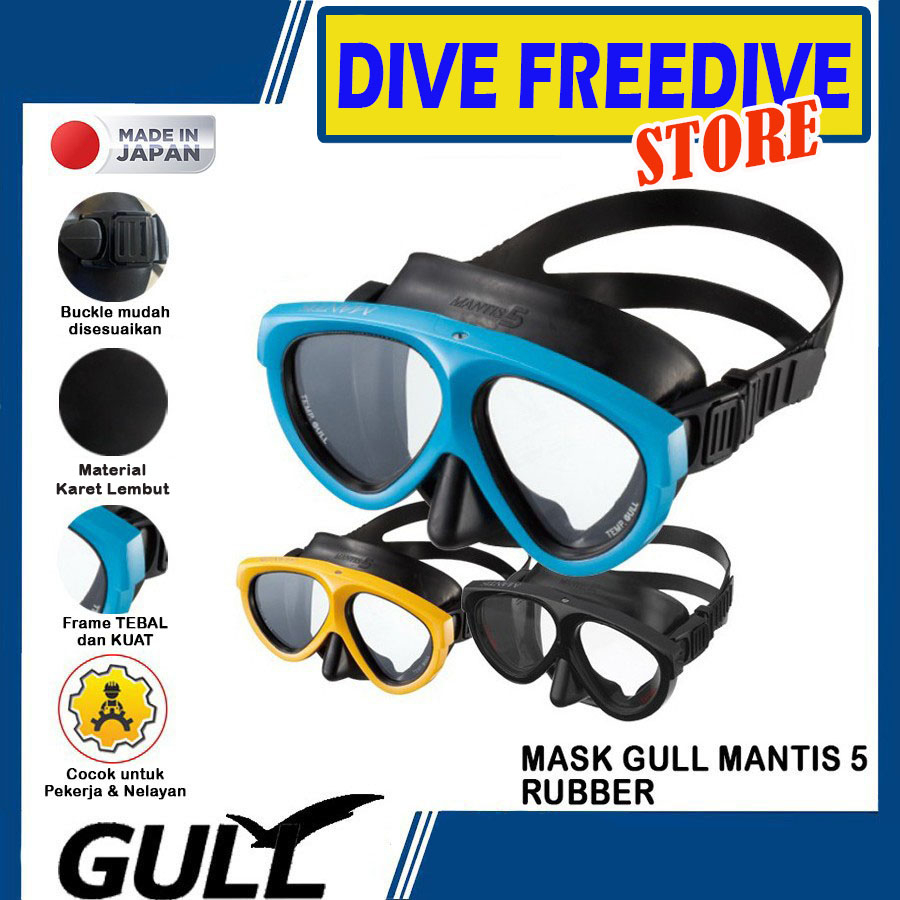 Jual GM1002 Mask Scuba Diving Gull Rubber Mantis 5 Hookah Masker