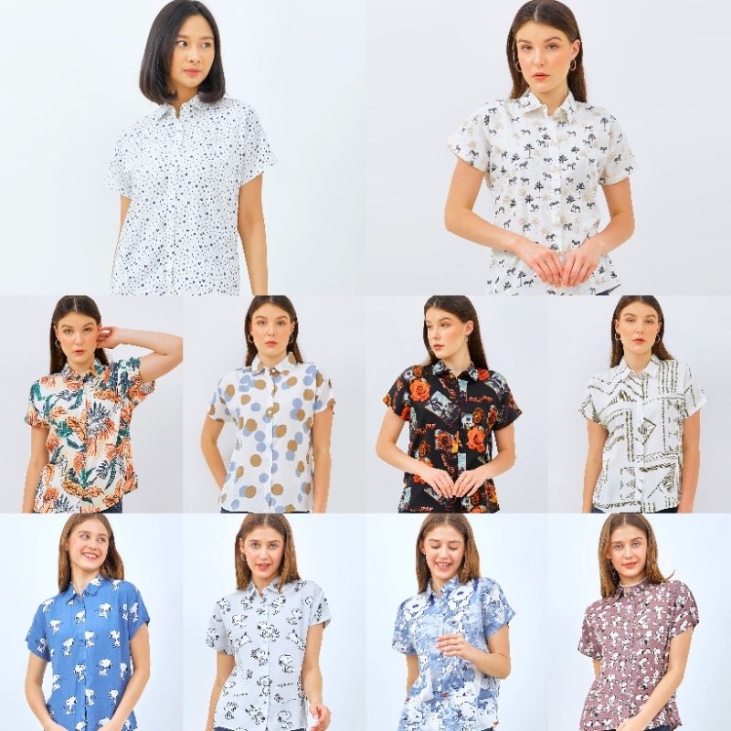 Jual Kemeja Wanita Lengan Pendek Motif Vol 20 Shopee Indonesia