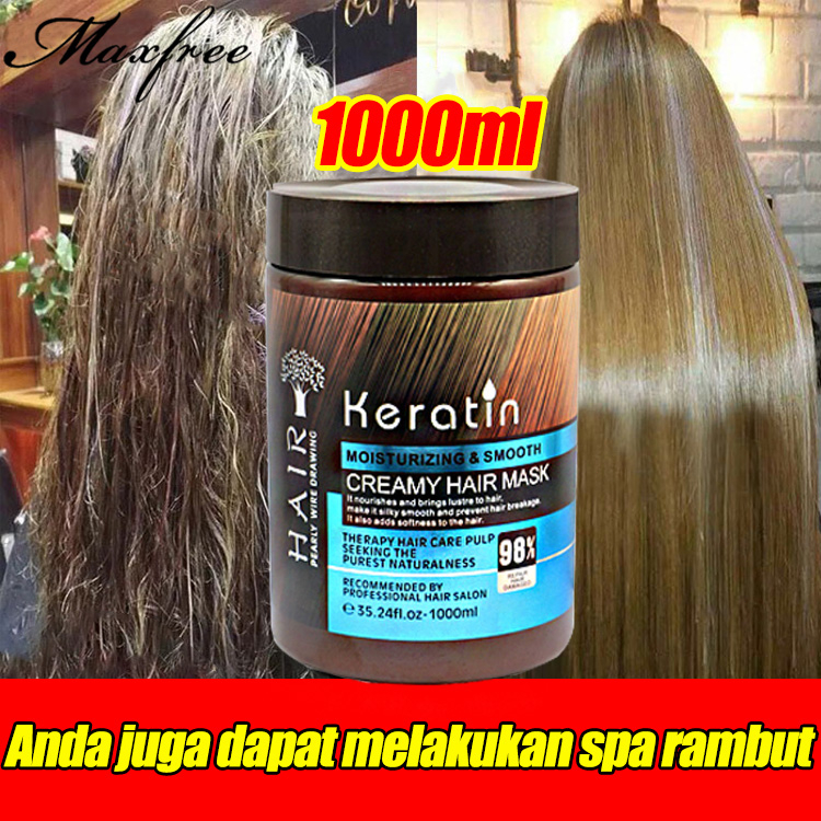 Jual Maxfree Masker keratin rambut 1000ML Repairs Frizzy Make Hair Soft