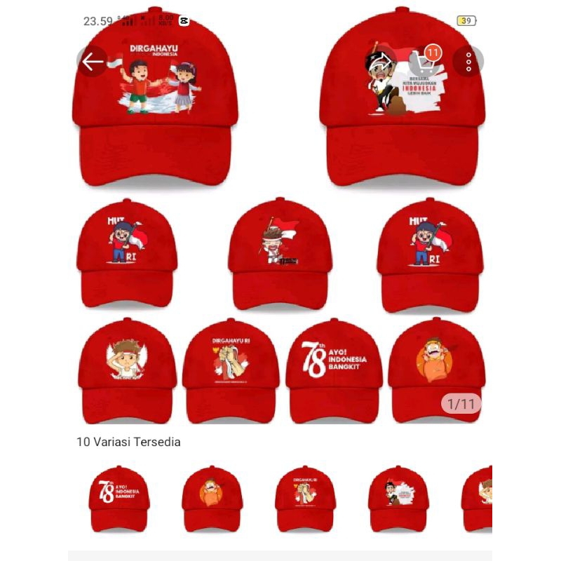 Jual Topi Kemerdekaan Indonesia/Topi HUtTkemerdekaan Premium Dewasa ...
