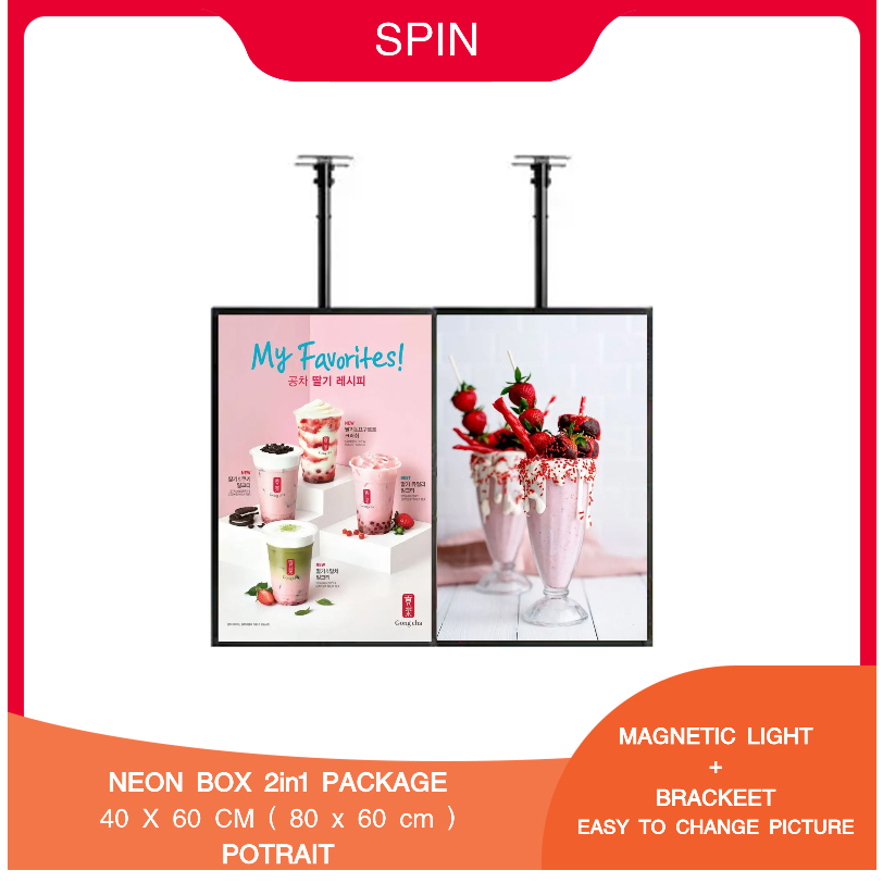 Jual NEON BOX SLIM LED LIGHT BOX Menu Paket 2in1 40x60cm ( 80x60cm