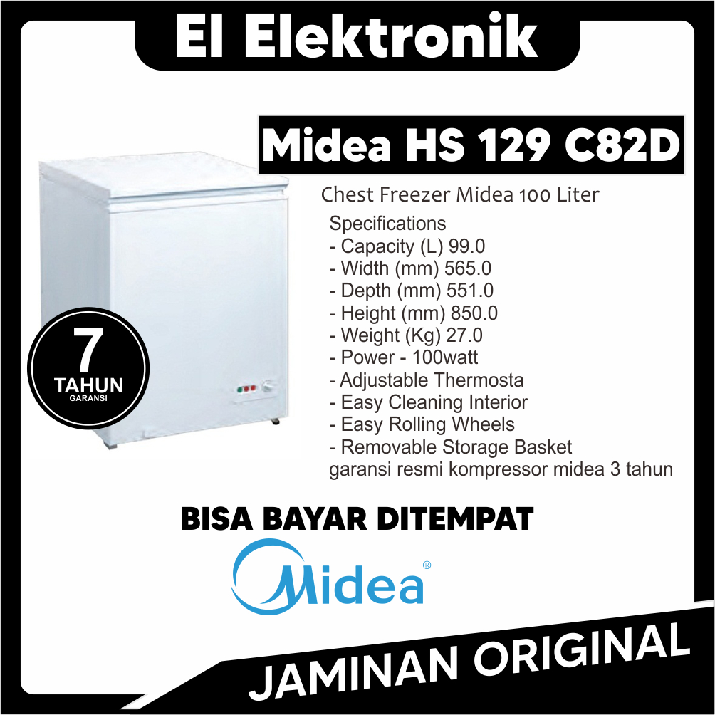 Jual Chest freezer Midea HS 129 C 100 liter pembeku Shopee Indonesia
