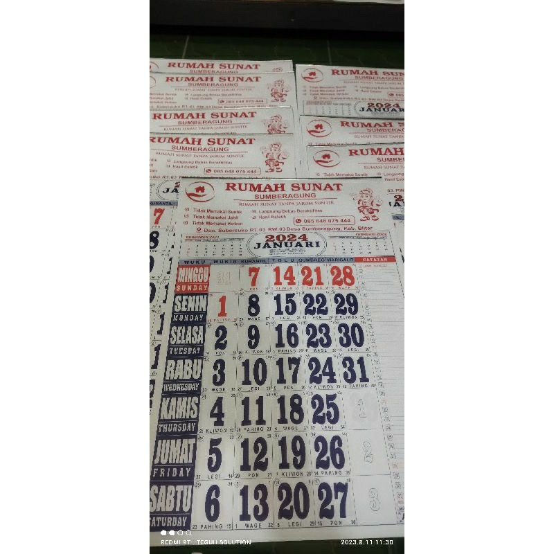 Jual KALENDER KERJA ISI 12 LEMBAR POLOS /SABLON NAMA TOKO, KANTOR