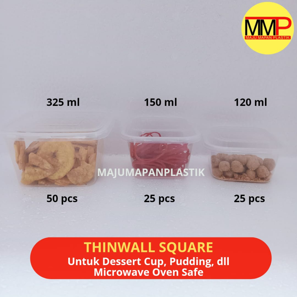 Jual [25 Pcs] Thinwall Dm Square Mini 150ml 120ml Cup Puding Square