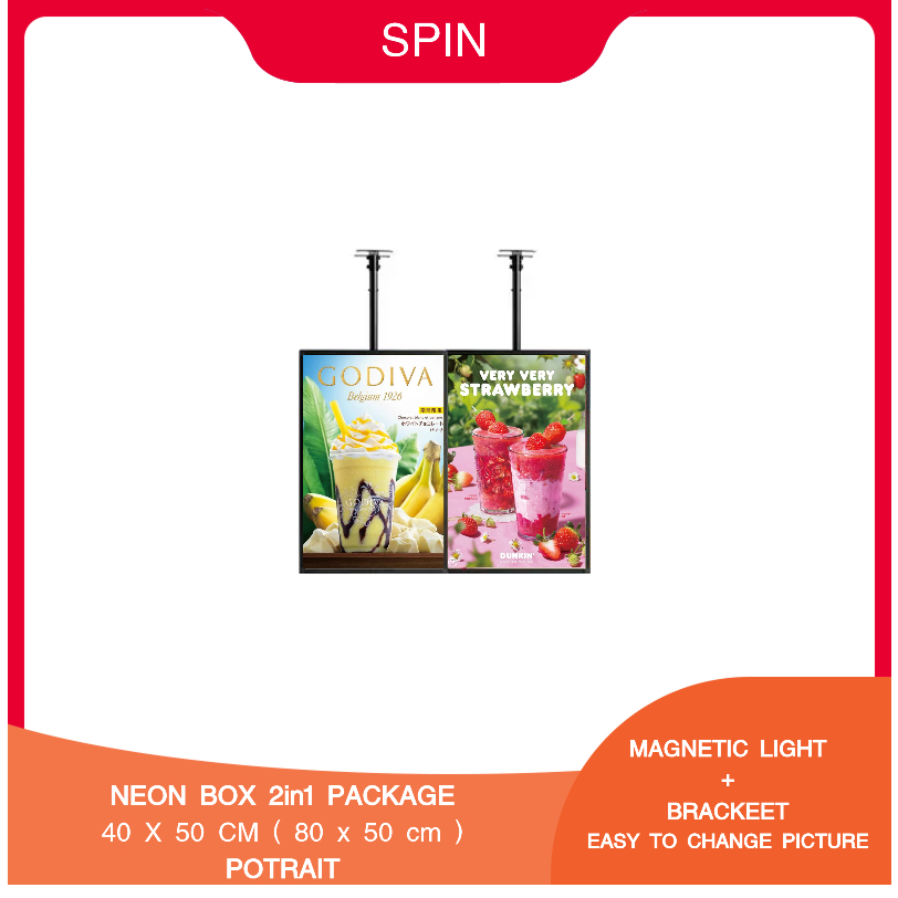 Jual NEON BOX SLIM LED LIGHT BOX Menu Paket 2in1 40x50cm ( 80x50cm