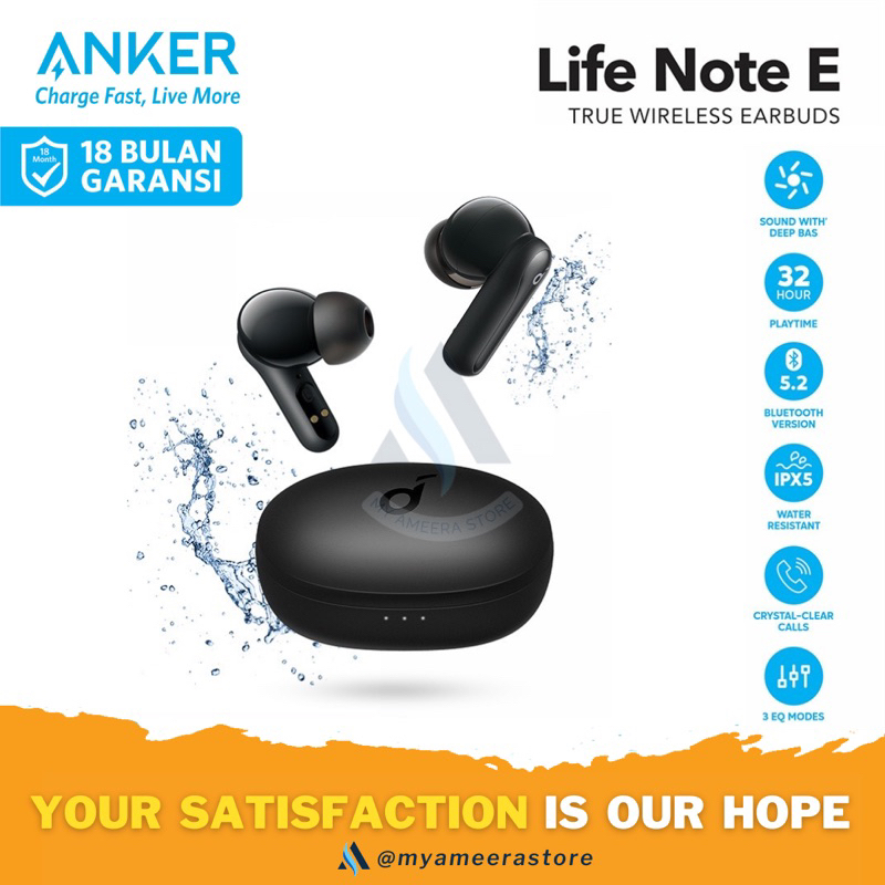 ANKER True Wireless Earbuds TWS Anker Soundcore Life Note E A3943 Headset  Bluetooth Earphone In-Ear with Touch Control Bluetooth IPX5 Water 