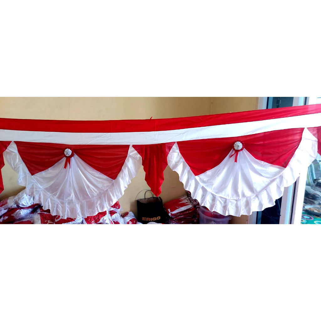 Jual Bendera Merah Putih Backdrop Rumbai segitiga 10 meter tinggi 75cm ...