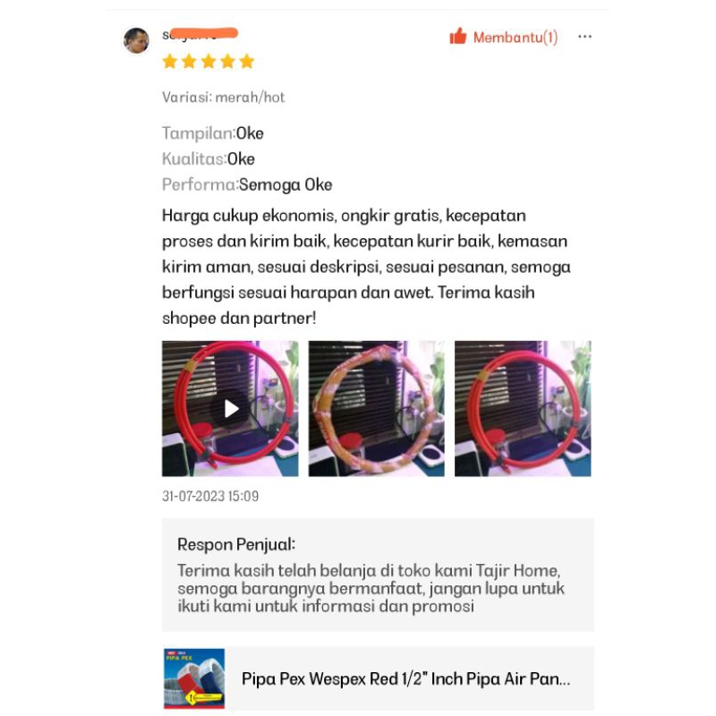 Jual Pipa Pex Wespex Red 1/2