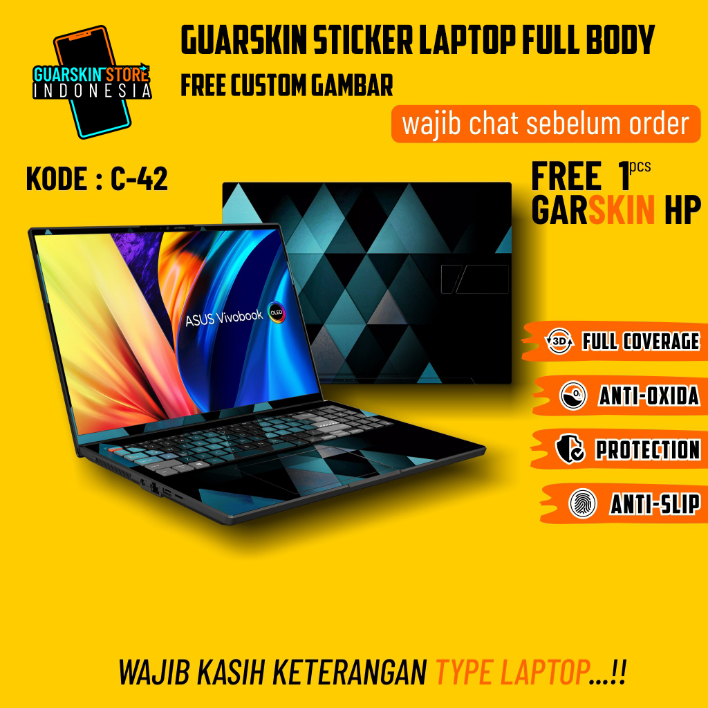 Jual Guarskin Skin Protector Laptop Full Body Bisa Custom Gambar Suka ...