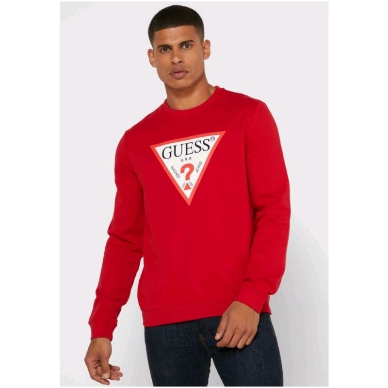 Jual Sale Crewneck Guess Red Big Logo Original Shopee Indonesia