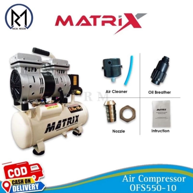 Jual Kompresor oilles OFS 550- 10 MATRIX kompresor silent 3/4 HP matrix ...