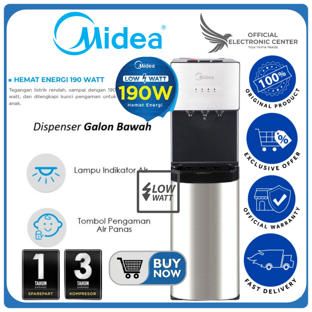 Jual MIDEA DISPENSER GALON BAWAH YL1566S YL 1566S COMPRESOR SUPER LOW WATT COOLING BOTTOM