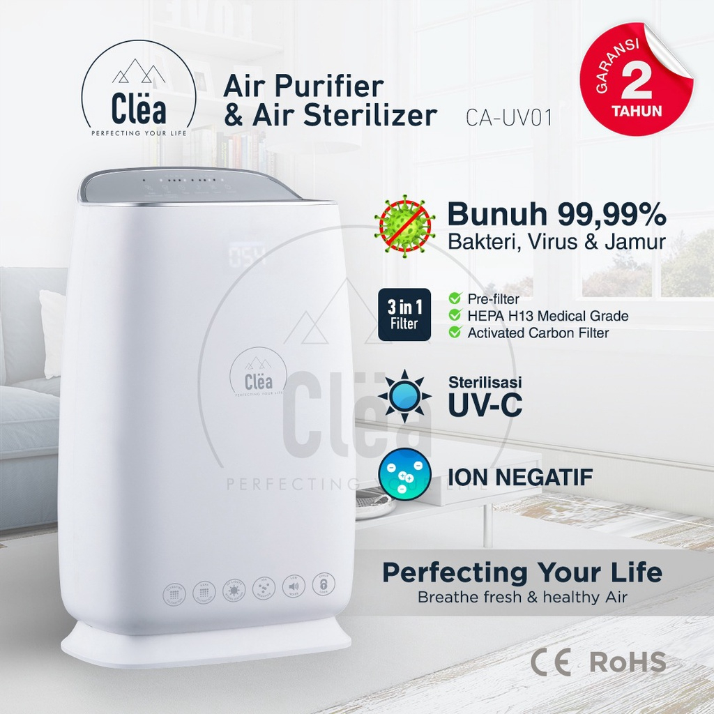 Jual CLEA Air Purifier HEPA 13 Filter + UVC + Ion negatif / Anion