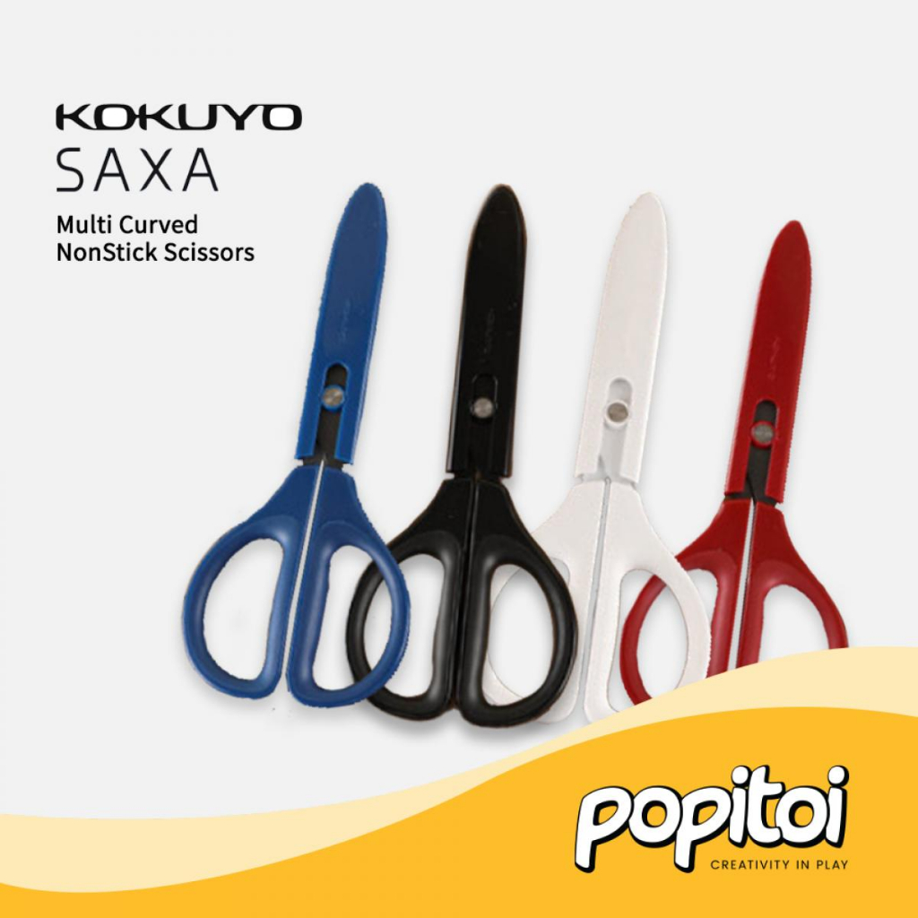 Jual Kokuyo SAXA Multi-Curved Non-Stick Scissors Gunting Anti Lengket ...