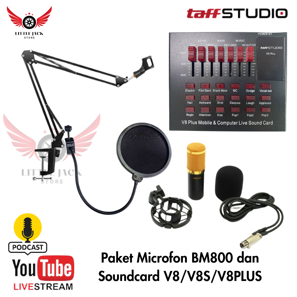 Jual Paket Mic Bm800 Dan Soundcard V8 PLUS For Live Streaming Smule Dan