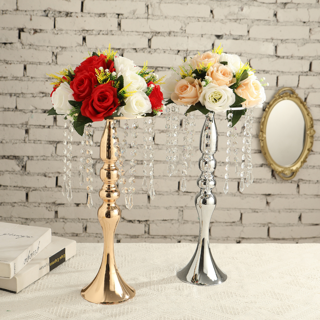 Jual Hiasan Meja Aesthetic Meja Hias Ruang Tamu Centerpiece Crystal Stand Kandil Holder Bunga