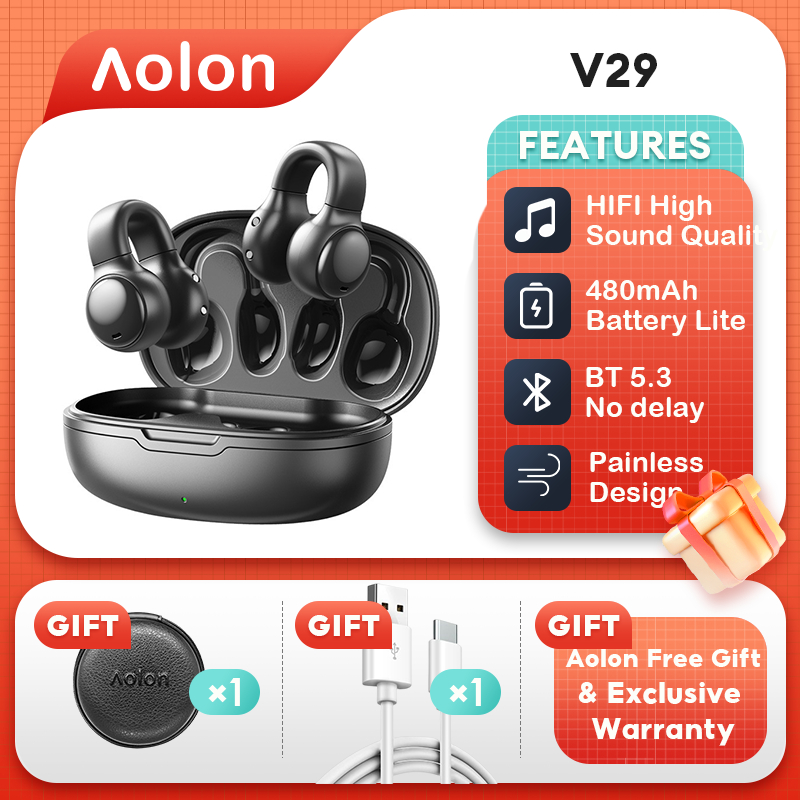 Jual Aolon 100% Ori V29 TWS Earphone klip Telinga Nirkabel Bluetooth ...