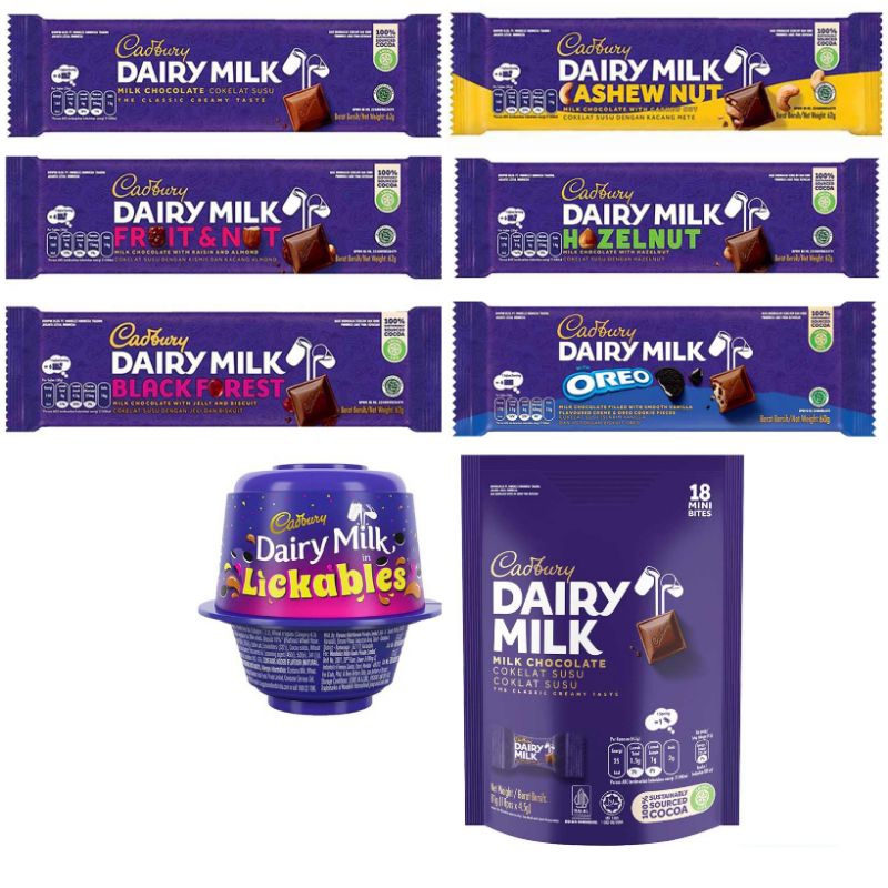 Jual Cadbury Dairy Milk Aneka coklat Oreo milk cashew nut fruit