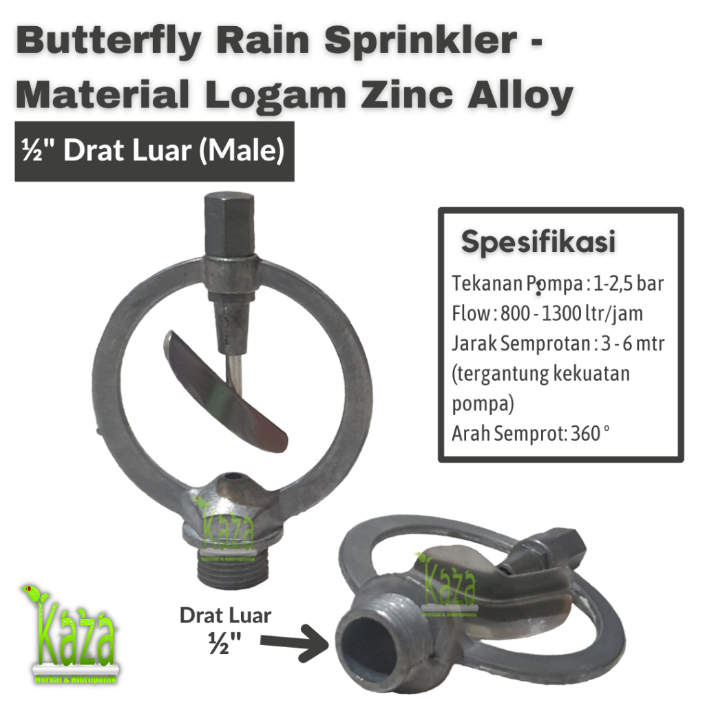 Butterfly Rain Sprinkler Zinc Alloy 1/2" - Alat Penyiram Sprayer Taman Tanaman Model Kupu-kupu Bahan Metal