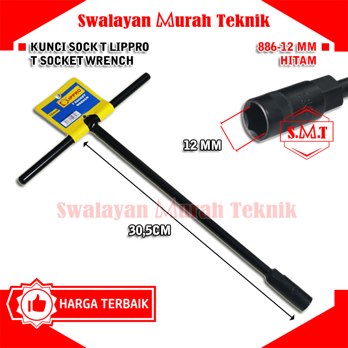 Jual LIPPRO 886-12 Kunci Sok T 12 mm Hitam Sock T Long Socket Wrench ...