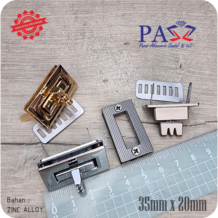 Jual Kunci Tas Putar T1000 ukuran 35x20 (Premium Impor) | Shopee Indonesia