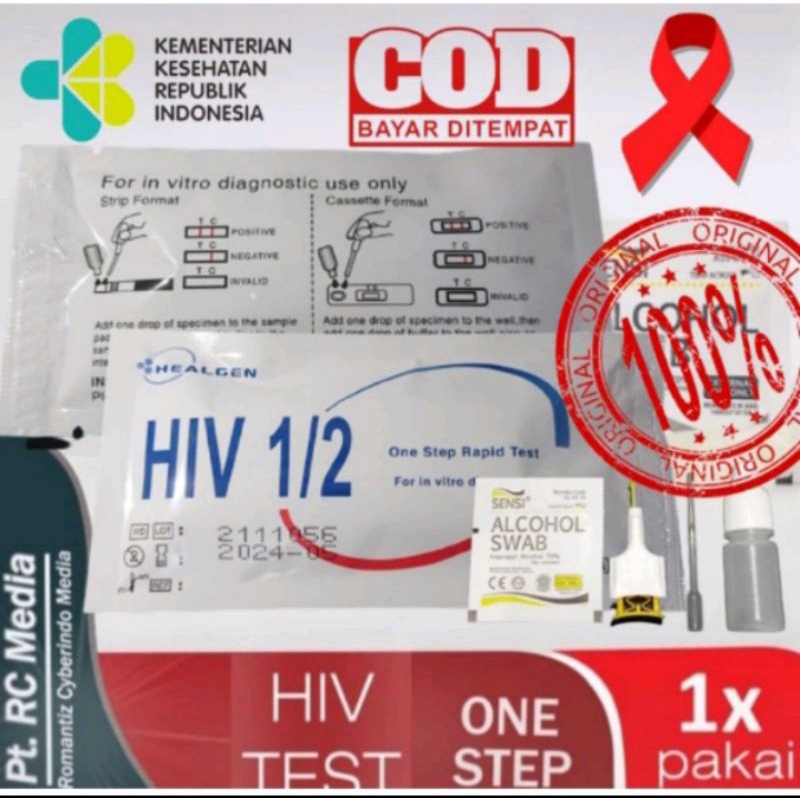 Jual Tes Hiv 1/2 Akurat Mandiri l alat uji HIV AIDS 1 set lengkap