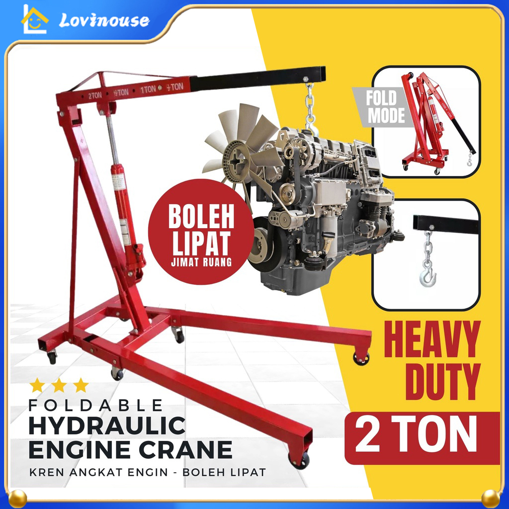 Jual 【Ready Stock】Heavy Duty Hydraulic Engine Crane 2 TON 2T Jack