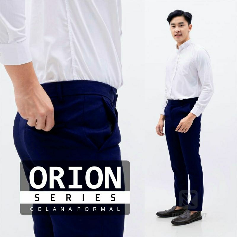 Jual ORION NAVY BLUE Celana Formal Kerja Bahan Slim fit Pria Biru ...