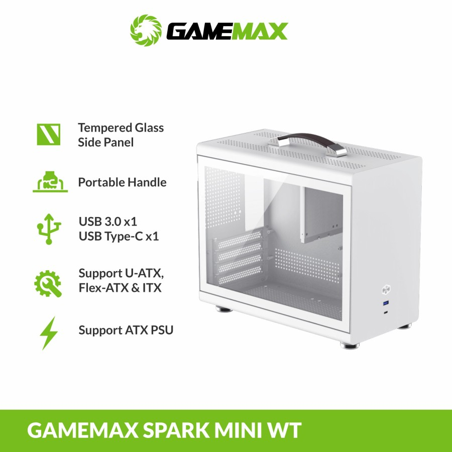 Jual Casing Komputer Gamemax Spark Mini / Casing PC Mini ITX White ...