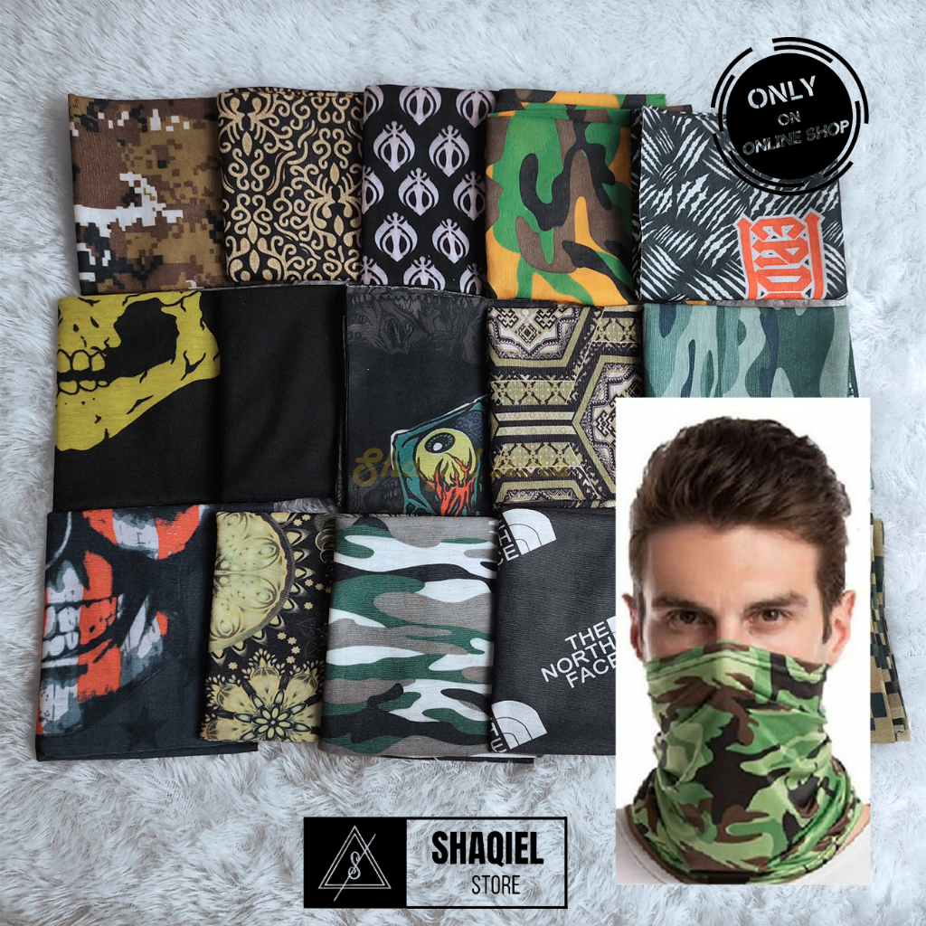 Jual Buff Masker Motor Pria Bandana Multifungsi Motor Polos Dan Motif Tanpa Jahit Shopee Indonesia 