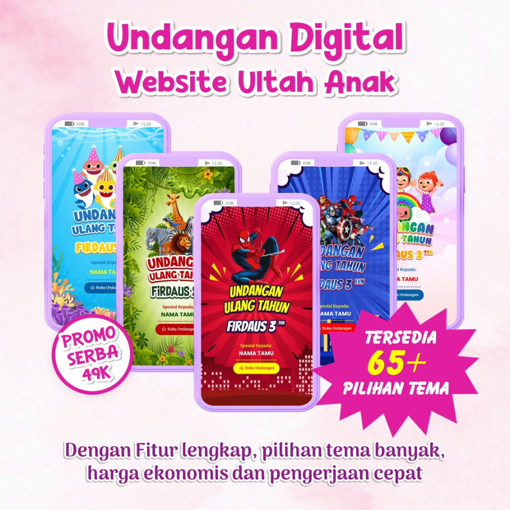 Jual UNDANGAN WEBSITE ULANG TAHUN ANAK / UNDANGAN DIGITAL ULANG TAHUN