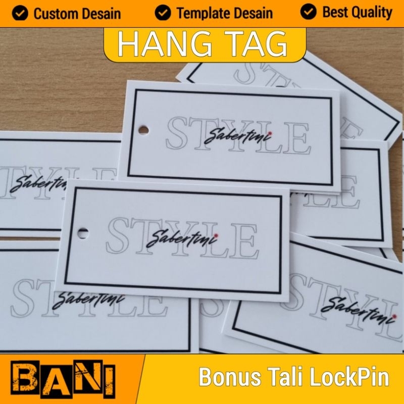 Jual [3×5 cm, Art Carton 310g, 1 sisi] Hangtag Label Custom, Name Tag